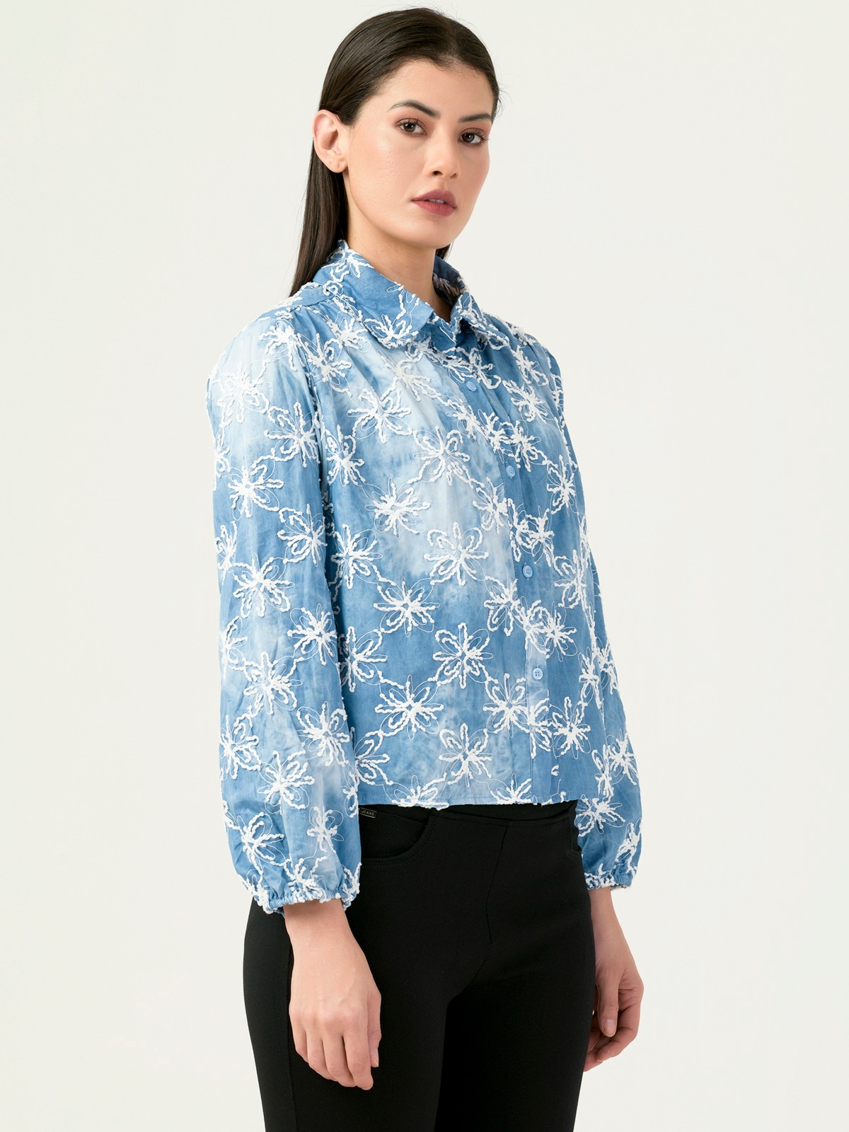 Albion Women Smart Premium R Blue Casual Shirt