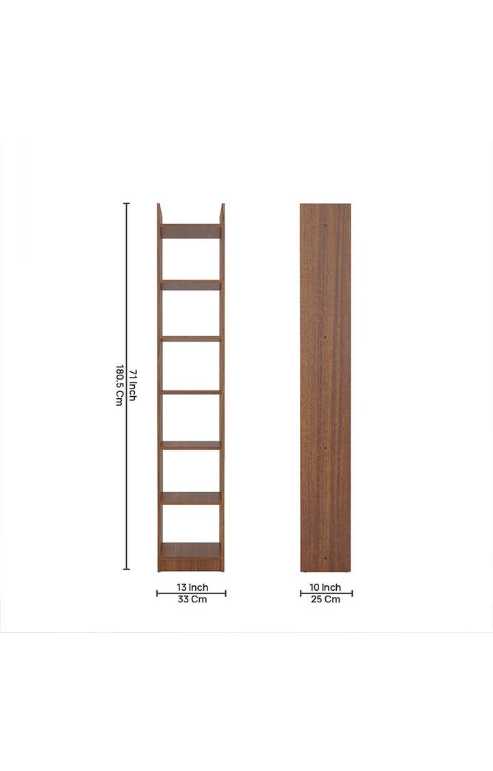 neudot Glitz Engineered Wood 7 Shelves Bookshelf Cabinet Book Rack Organizer for Decor Display Unit, Floor Standing Bookcase for Home, Office & Library (Finish Color - Leon Teak, Knock Down)