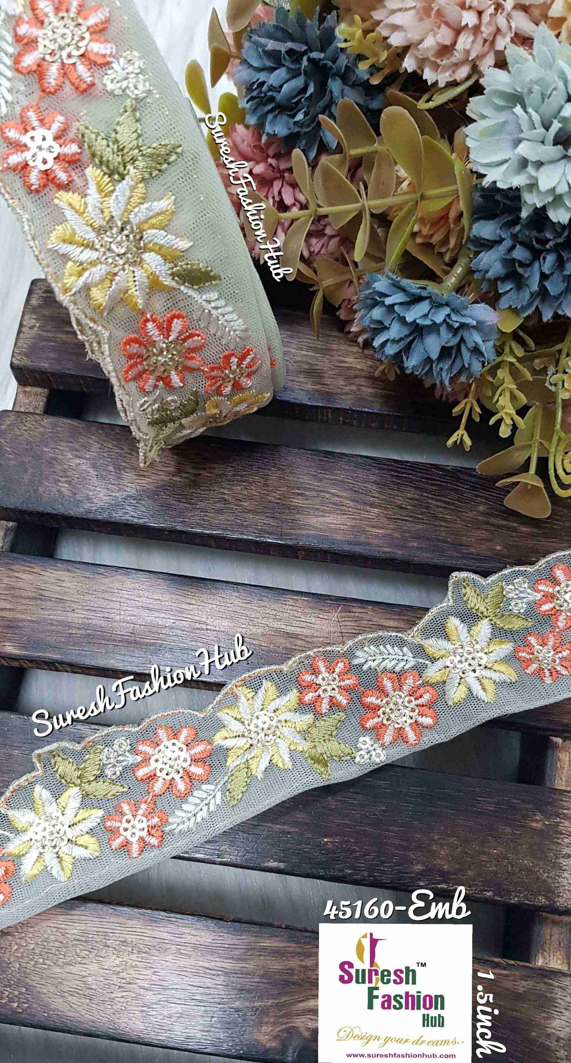 Pista Vibrant Net Symphony Lace - One Side Embroidery
