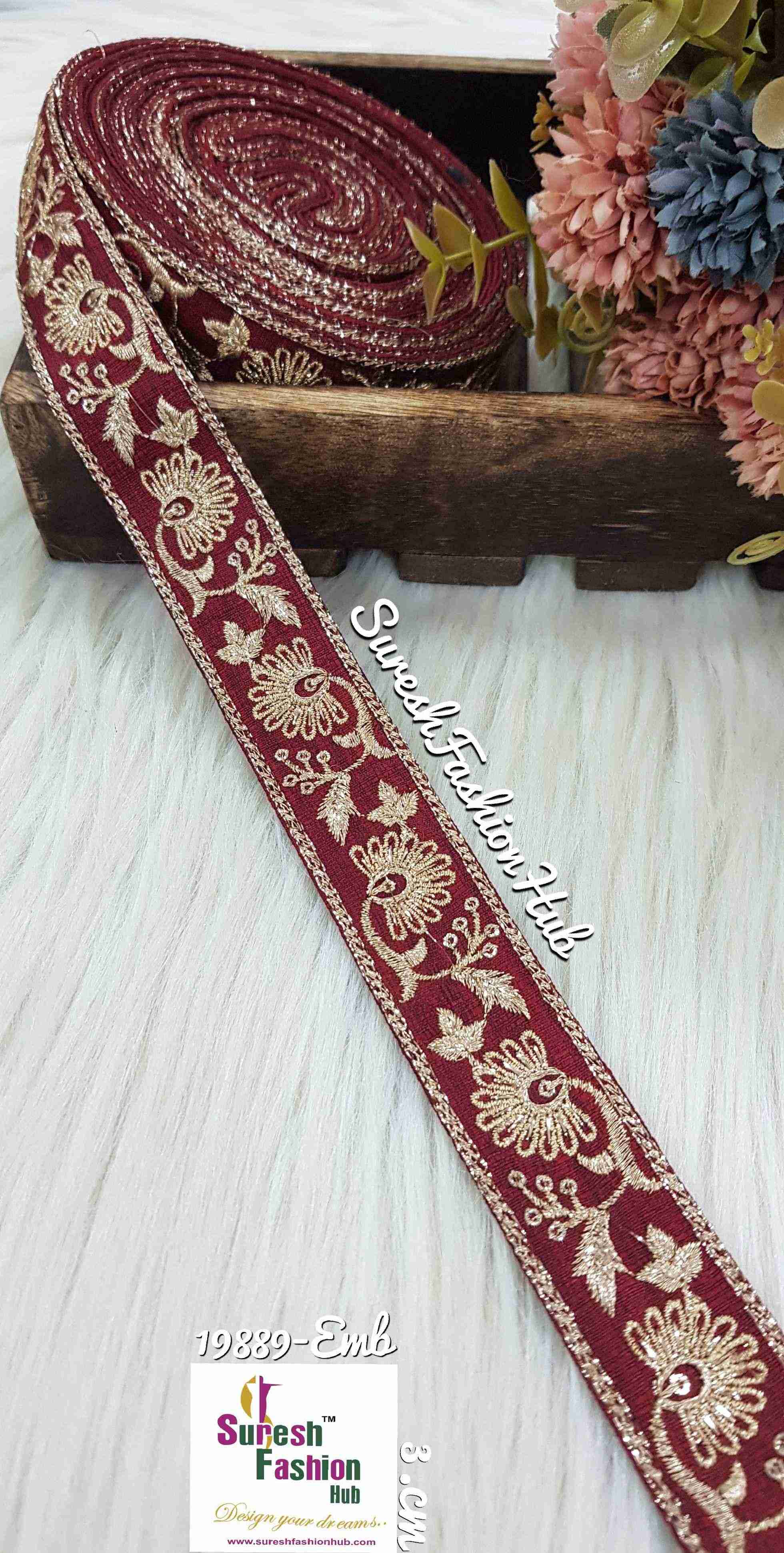 Royal Zari Maroon  Embroidery Accents