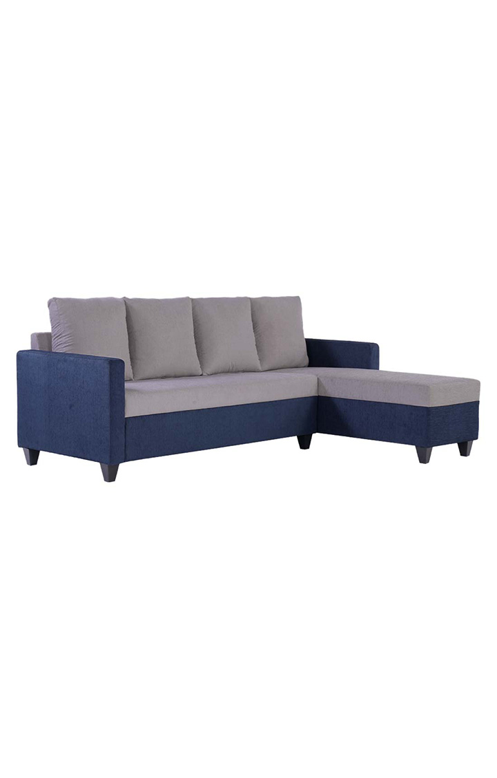 neudot Saya LHS Sectional Sofa for Living Room |6 Person Sofa| Premium Fabric with Cushioned Armrest | 12 Months Warranty| Solid Wood Frame| 6 Seater in Saya Duo Blue Color DIY(Do-It-Yourself)
