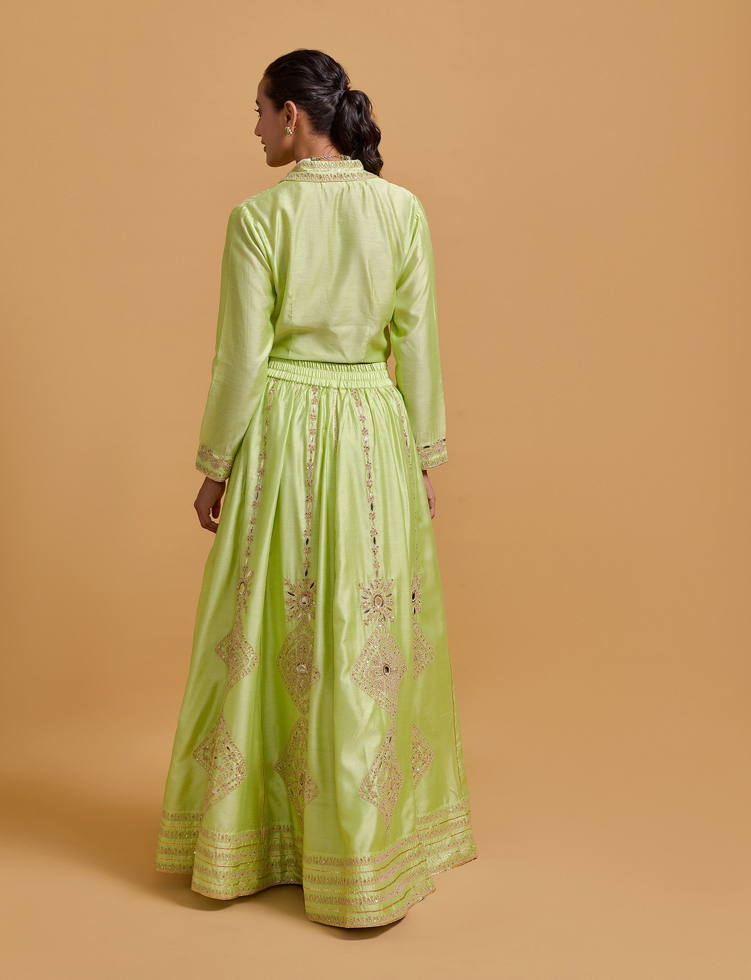 Zeenat  Pista Tie Up Blouse