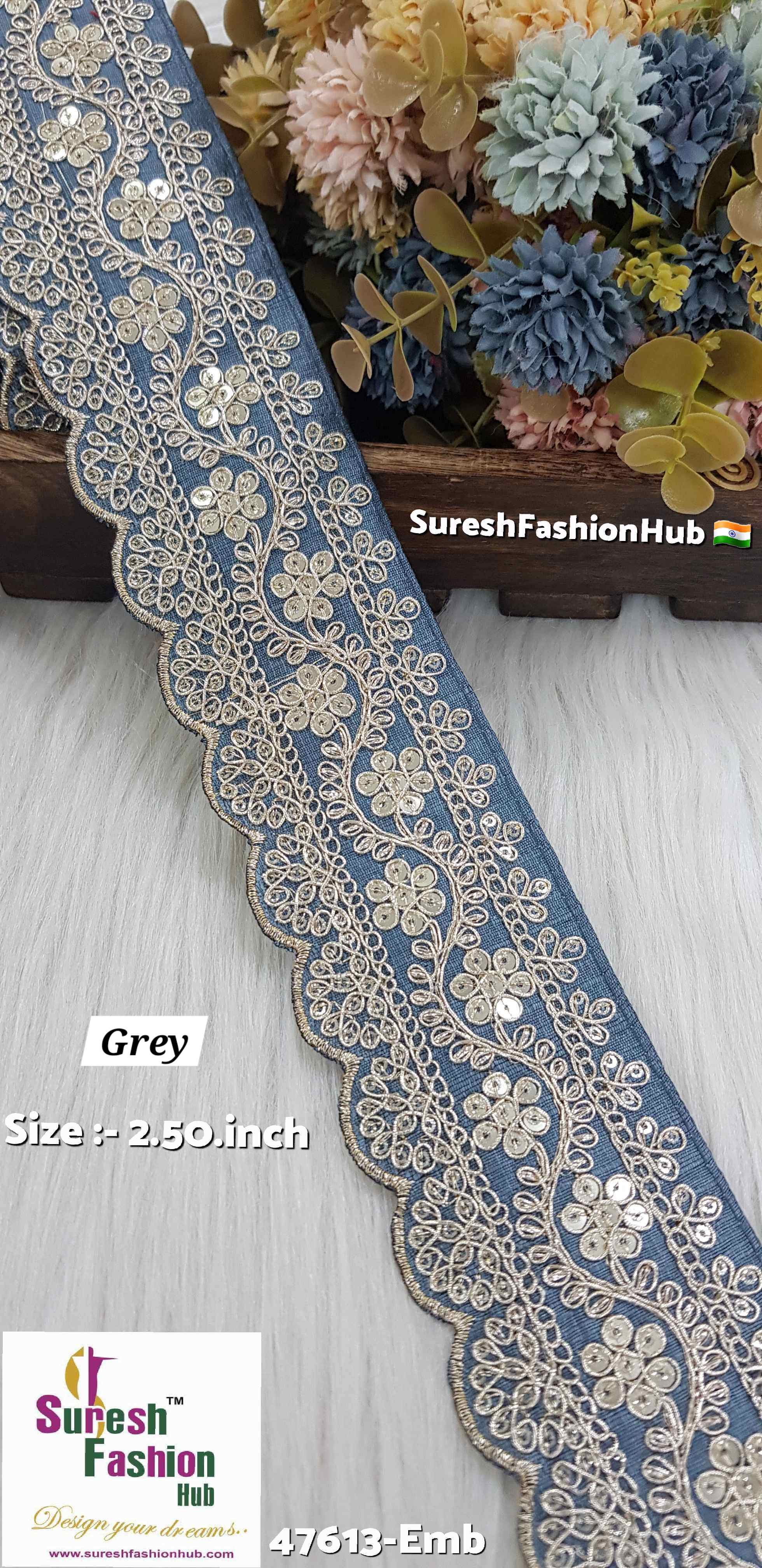Floral Grey Fabric Based Embroidery