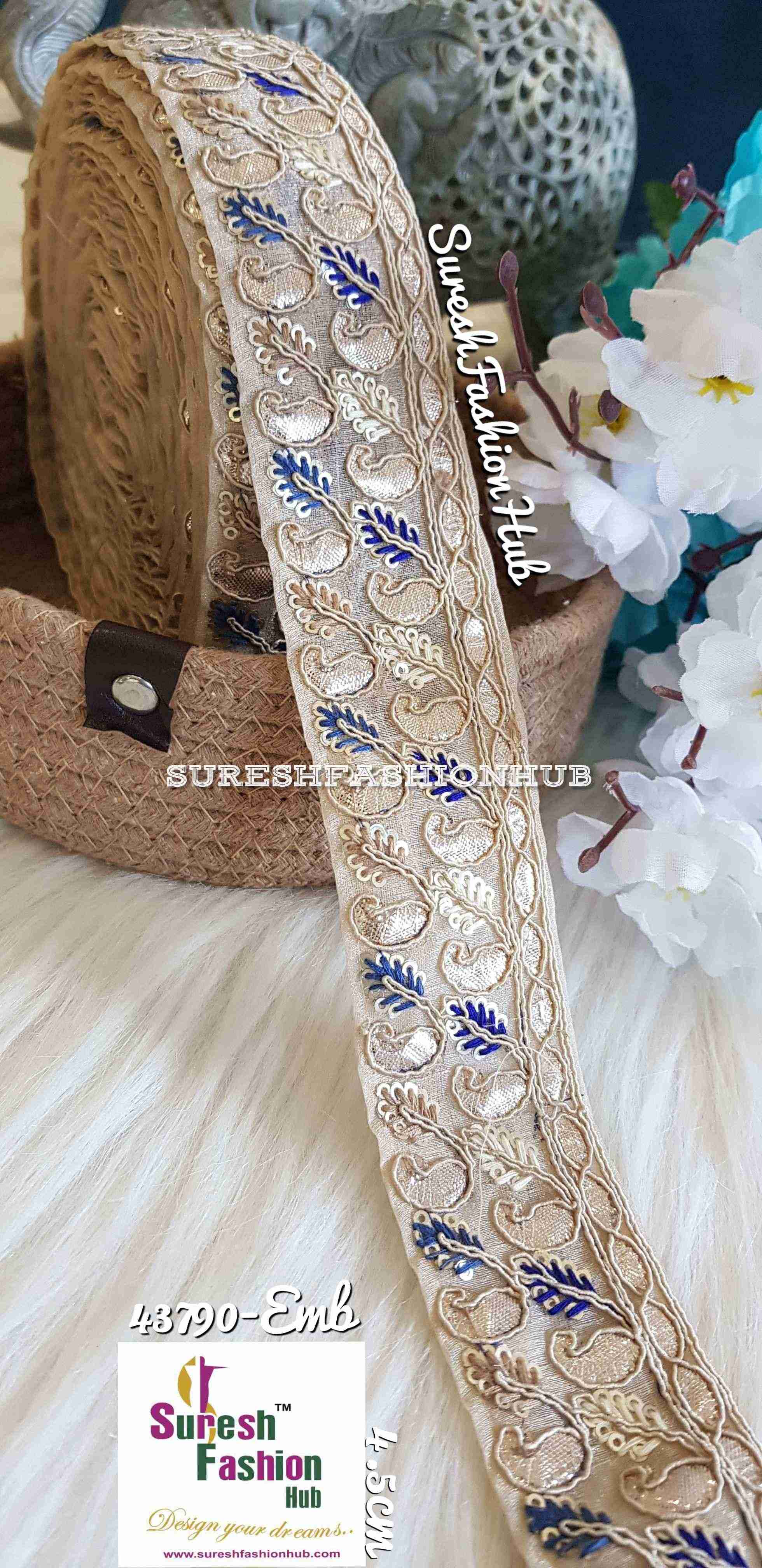 Blue Threaded Sequenced Mix Designer Trim