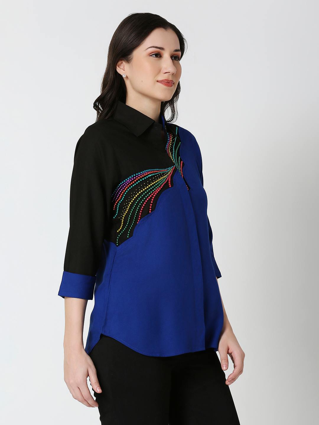 Royal Blue Beaded Shirt