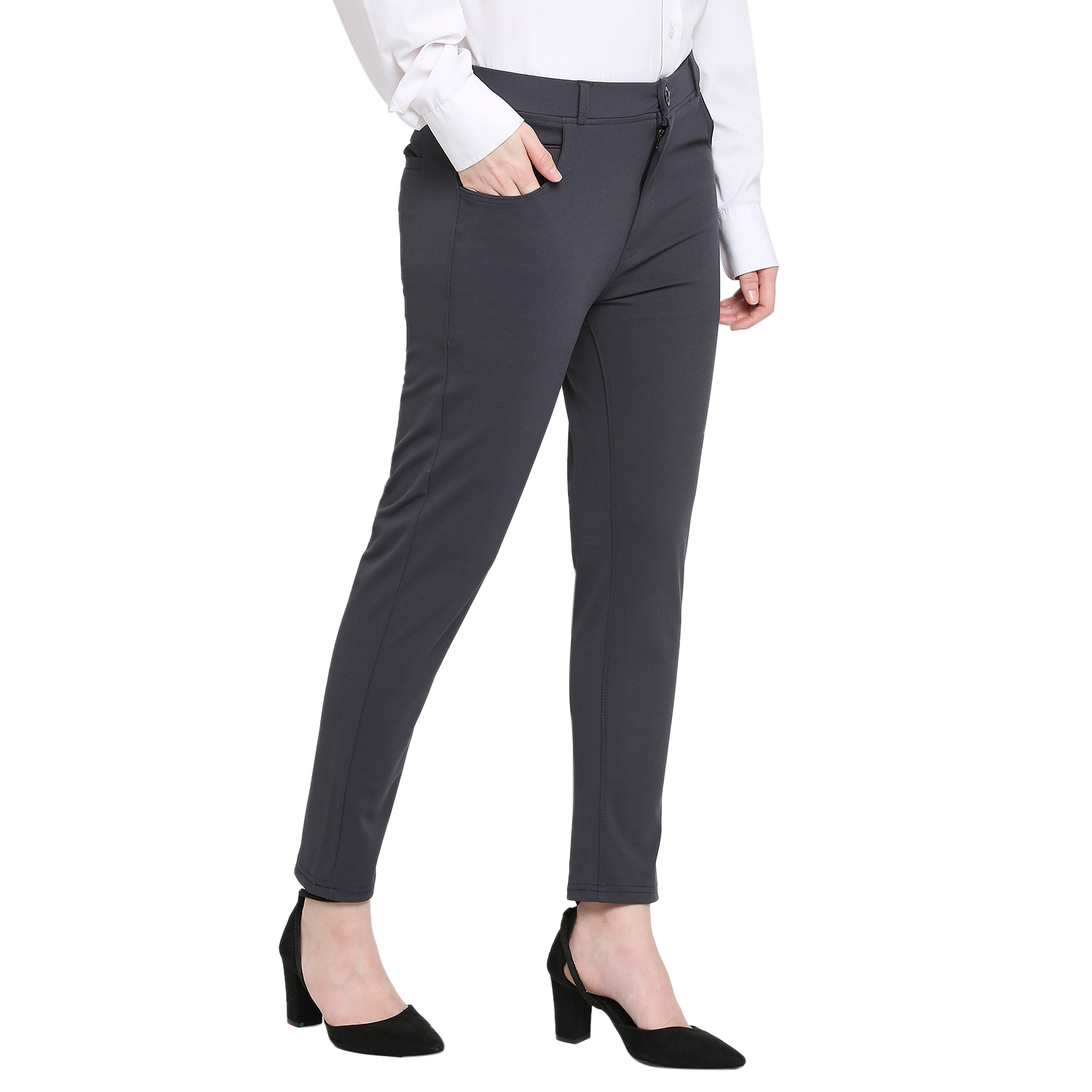 Buy Beige Cotton Full Length Formal Slim Stretch Pant for Women Online at  Fabindia | 10620557