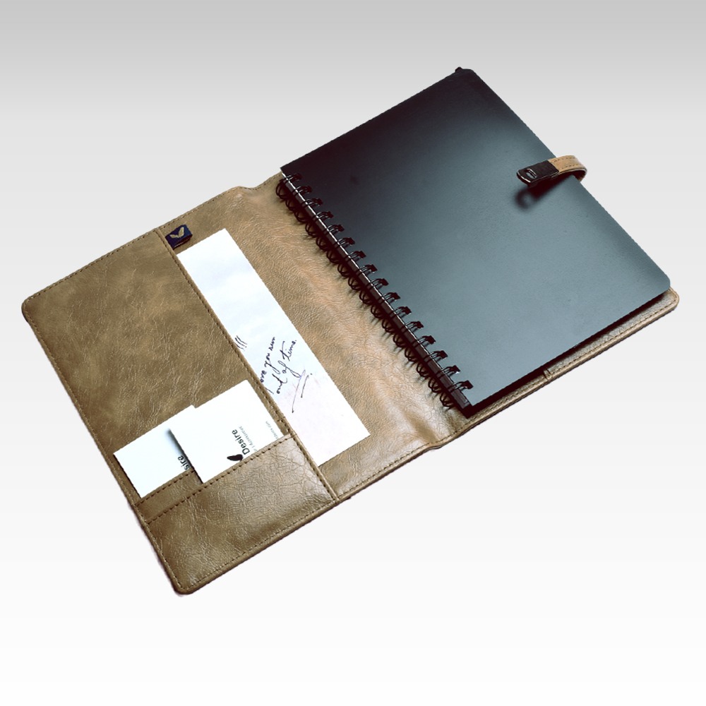 Unmet Desire A5 Mochino Series Cream Color Personal Organizer showing inside pockets and organizer cover