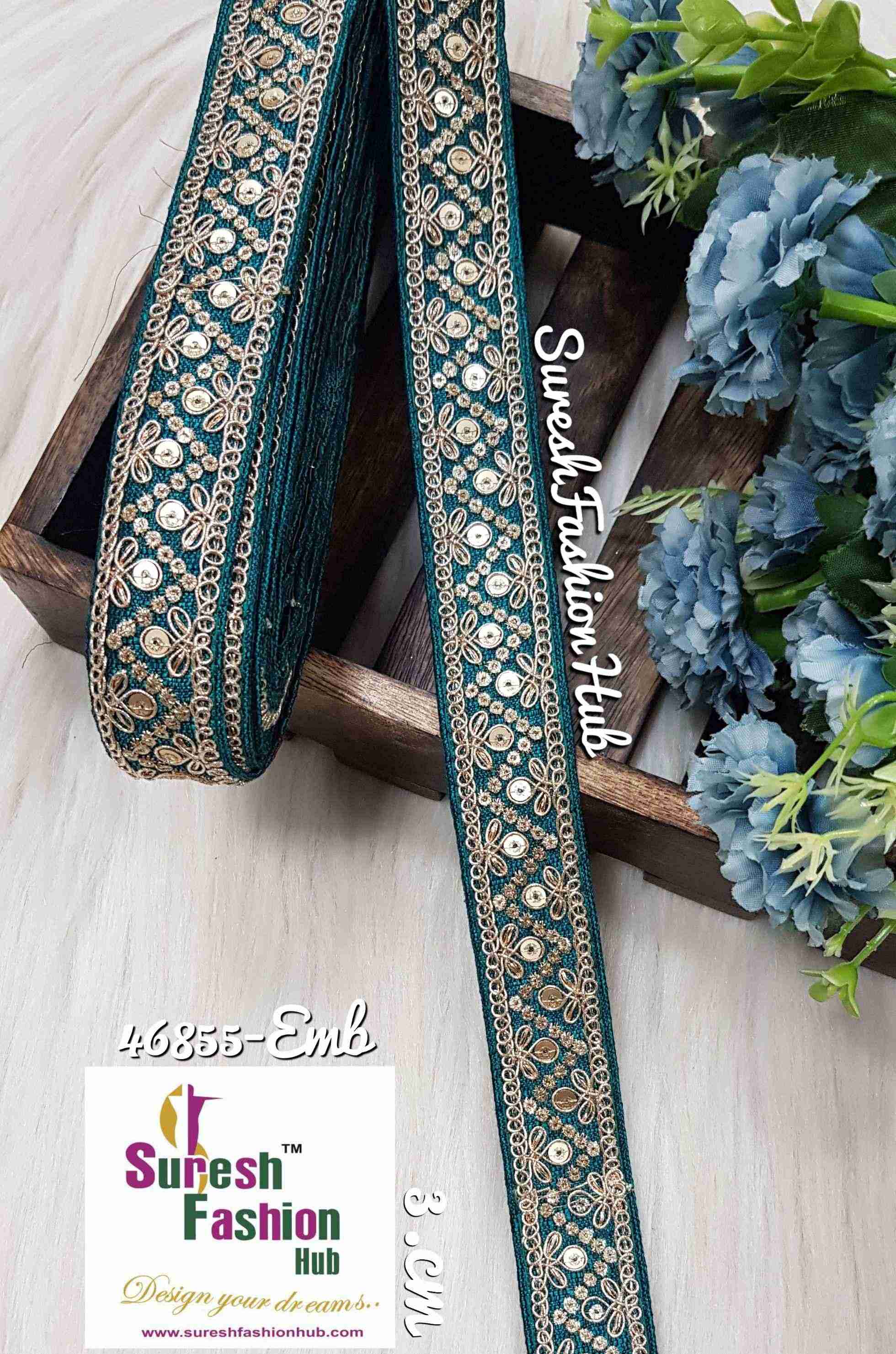Golden Sequin With Zari Splendor Rama Borders Laces