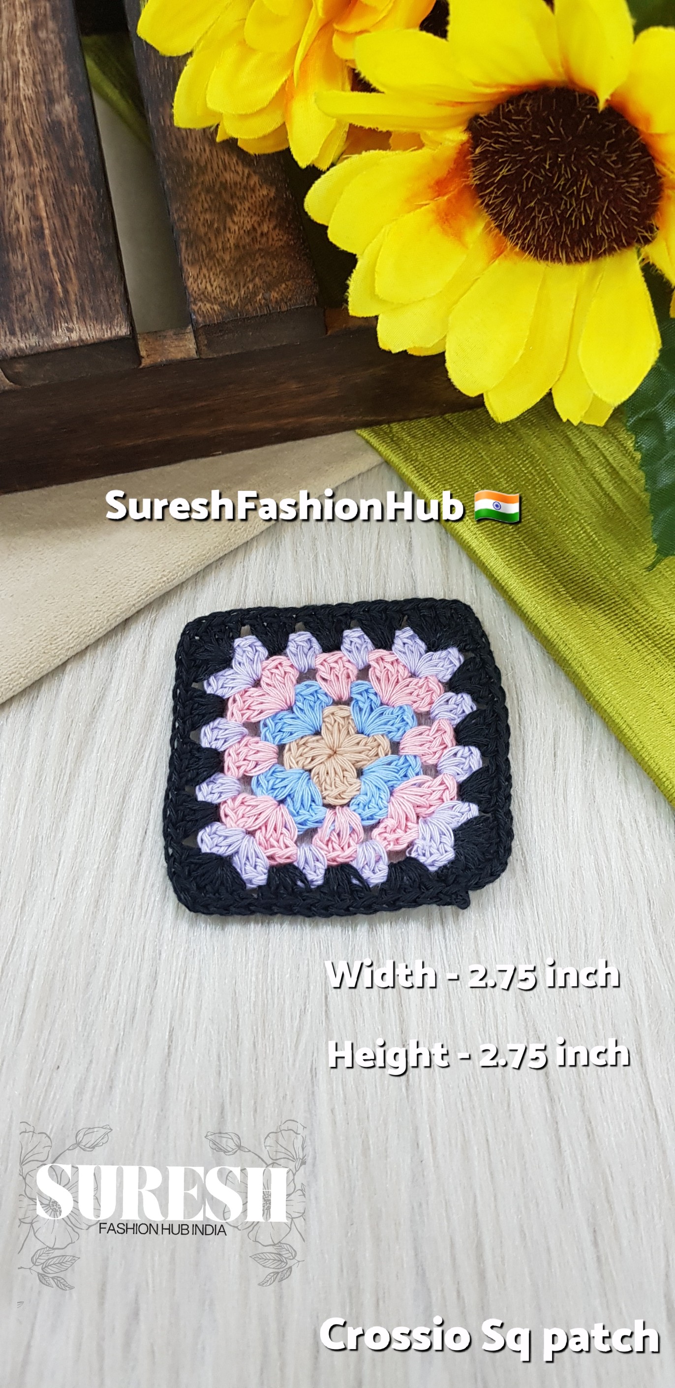 Cr-1 Handmade Crosio Square Patch (Black)