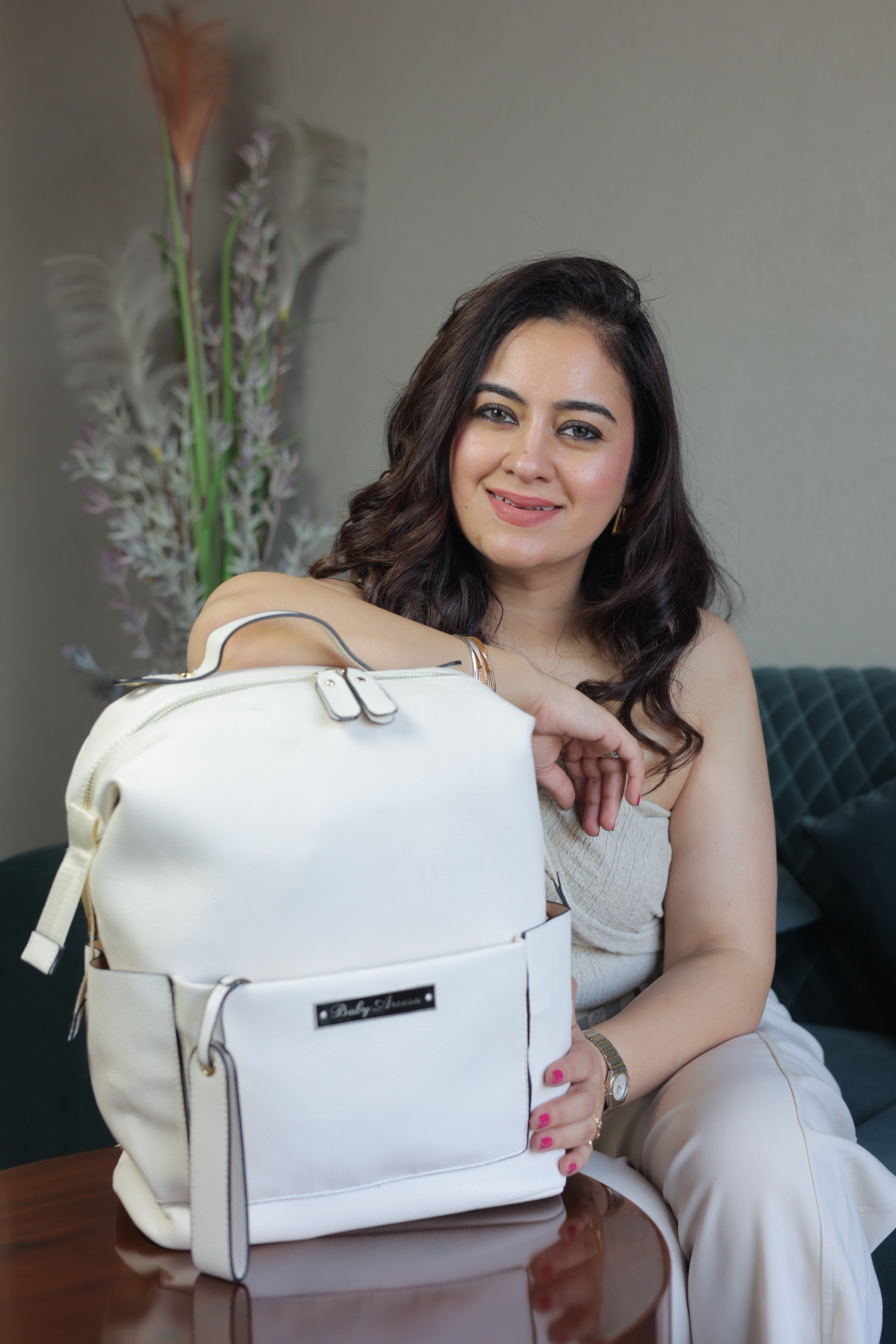 Pearl Luxe Leather Diaper Bag