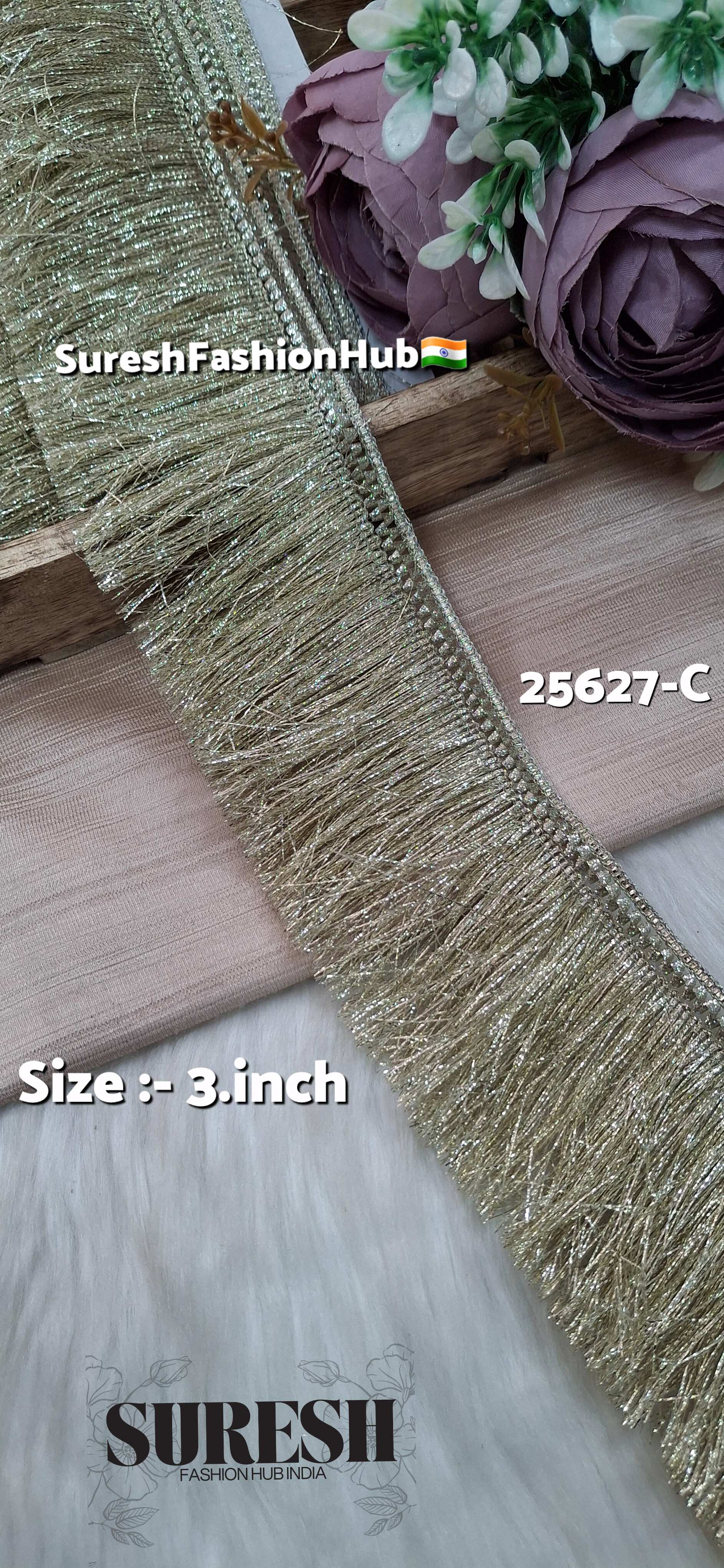Light Gold Badla Fringe Jhalar Lace