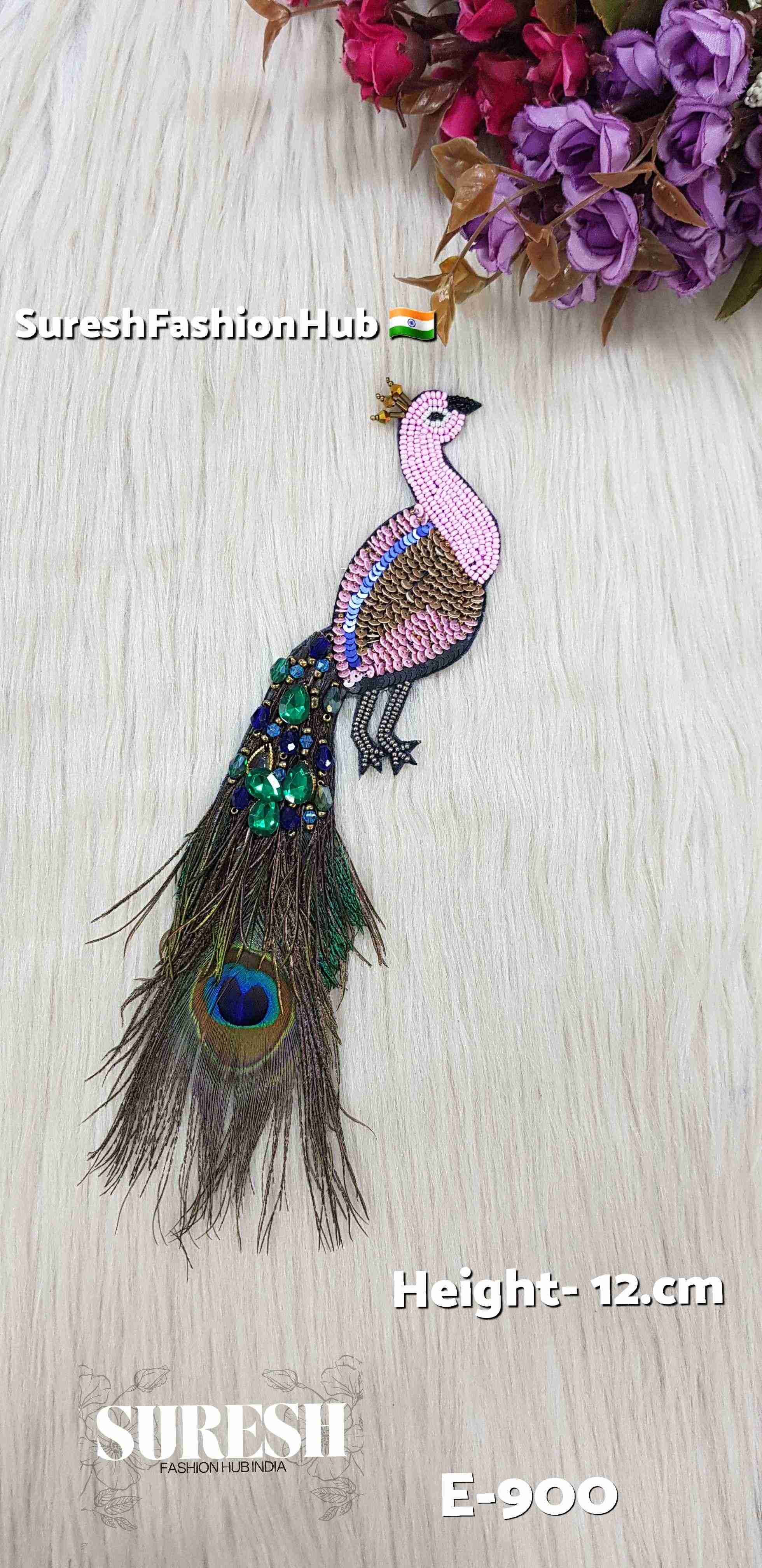Baby Pink Peacock Patch – Right Facing | E-900