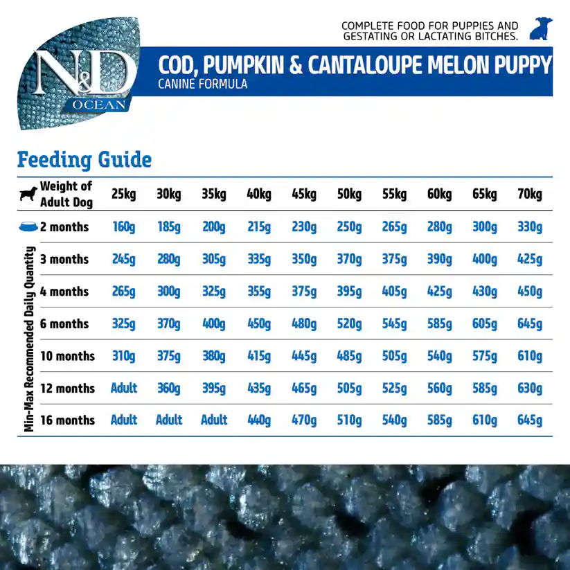 Farmina N&D Ocean CODFISH and CANTALOUPE MELON Puppy Medium & Maxi Breed Dry Dog Food