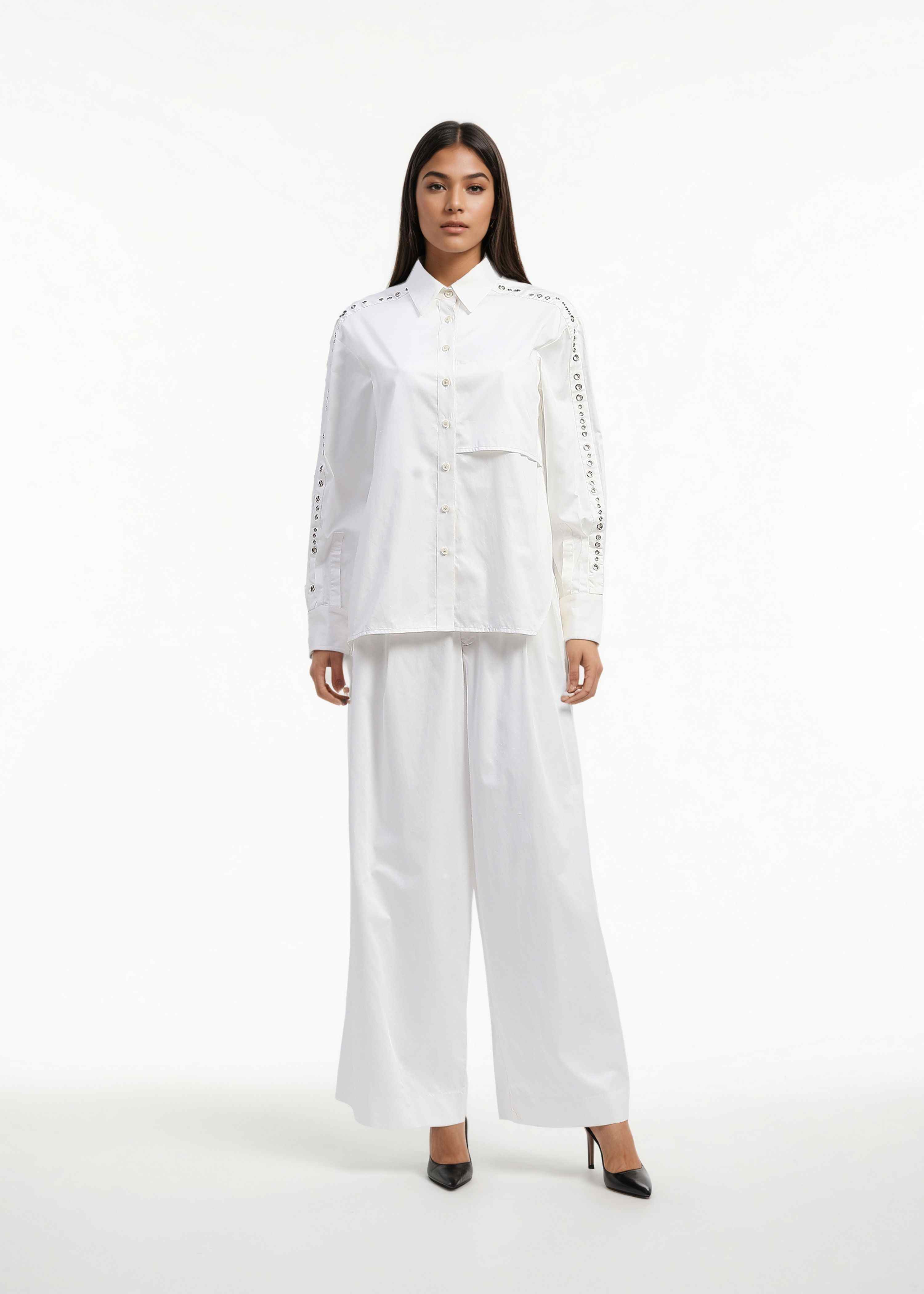 AKOK White Cotton Shirt and Trouser Co-ords