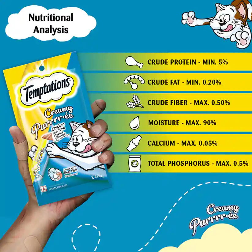 Temptations Creamy Cat Treat, Chicken & Tuna Flavour - 48 g (4 pieces)