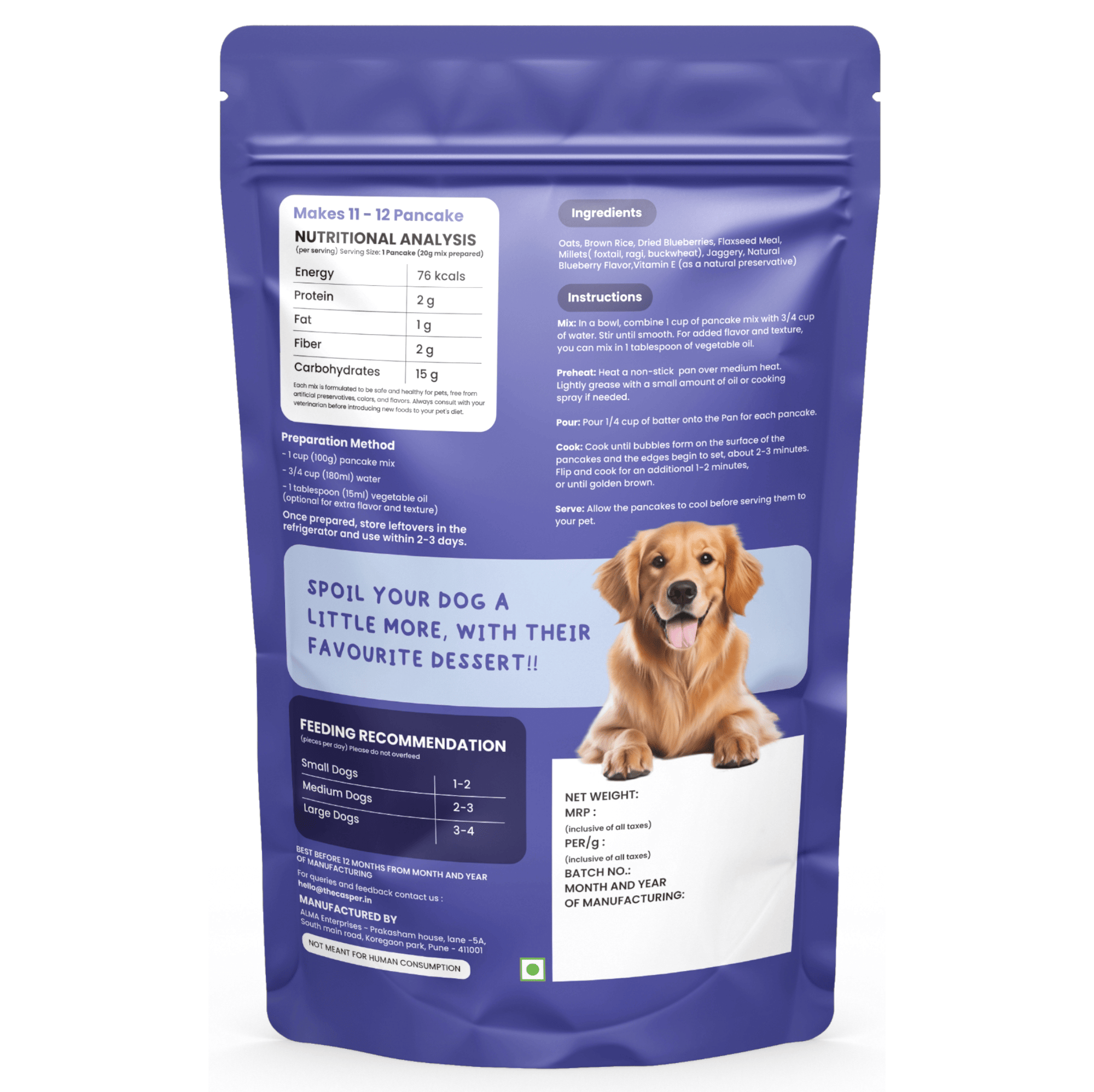 Casper Pancake Mix Blueberry Flavour Dog Treat - 250g
