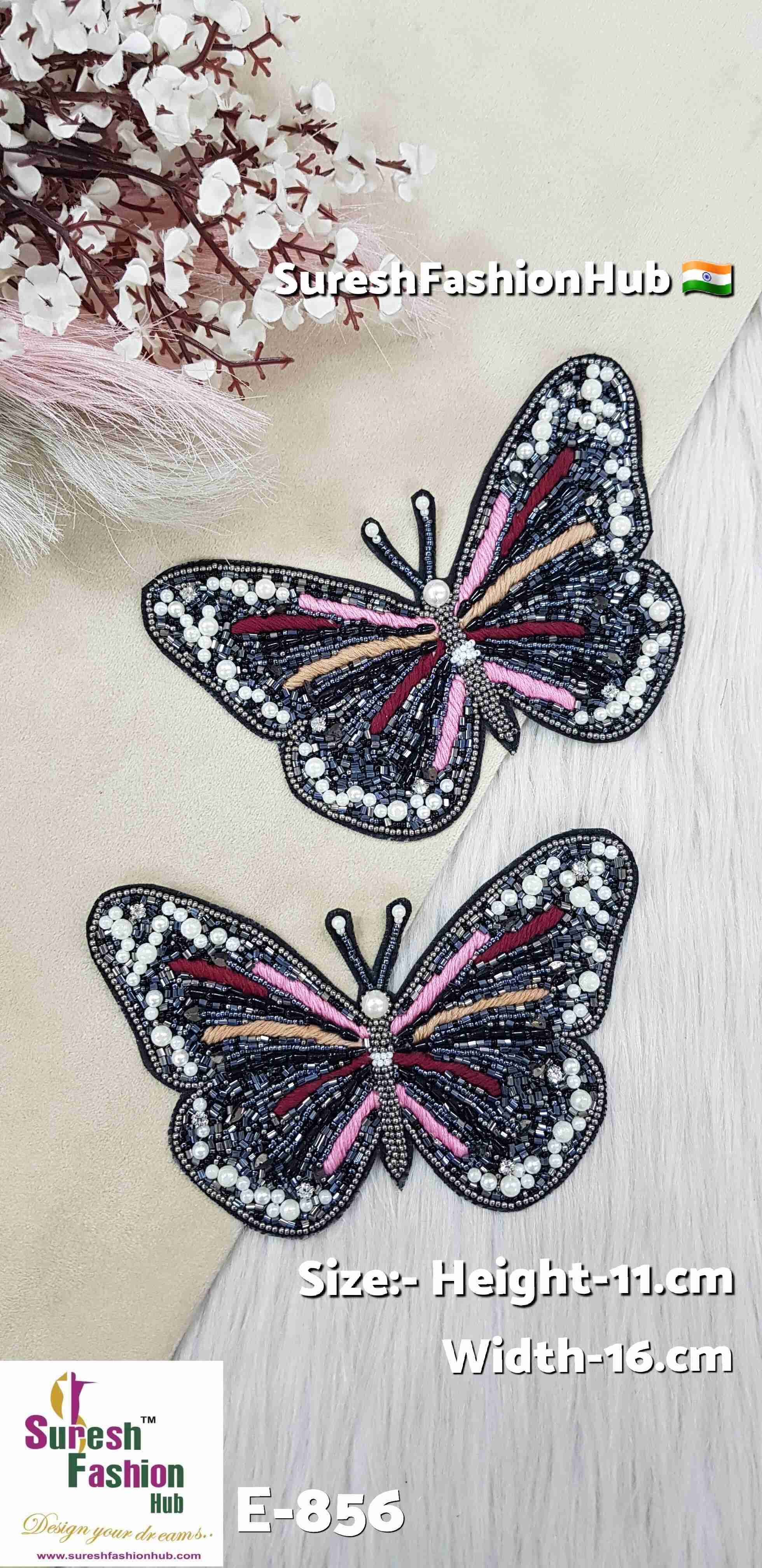 Handmade Black & Multi-Color Butterfly Design