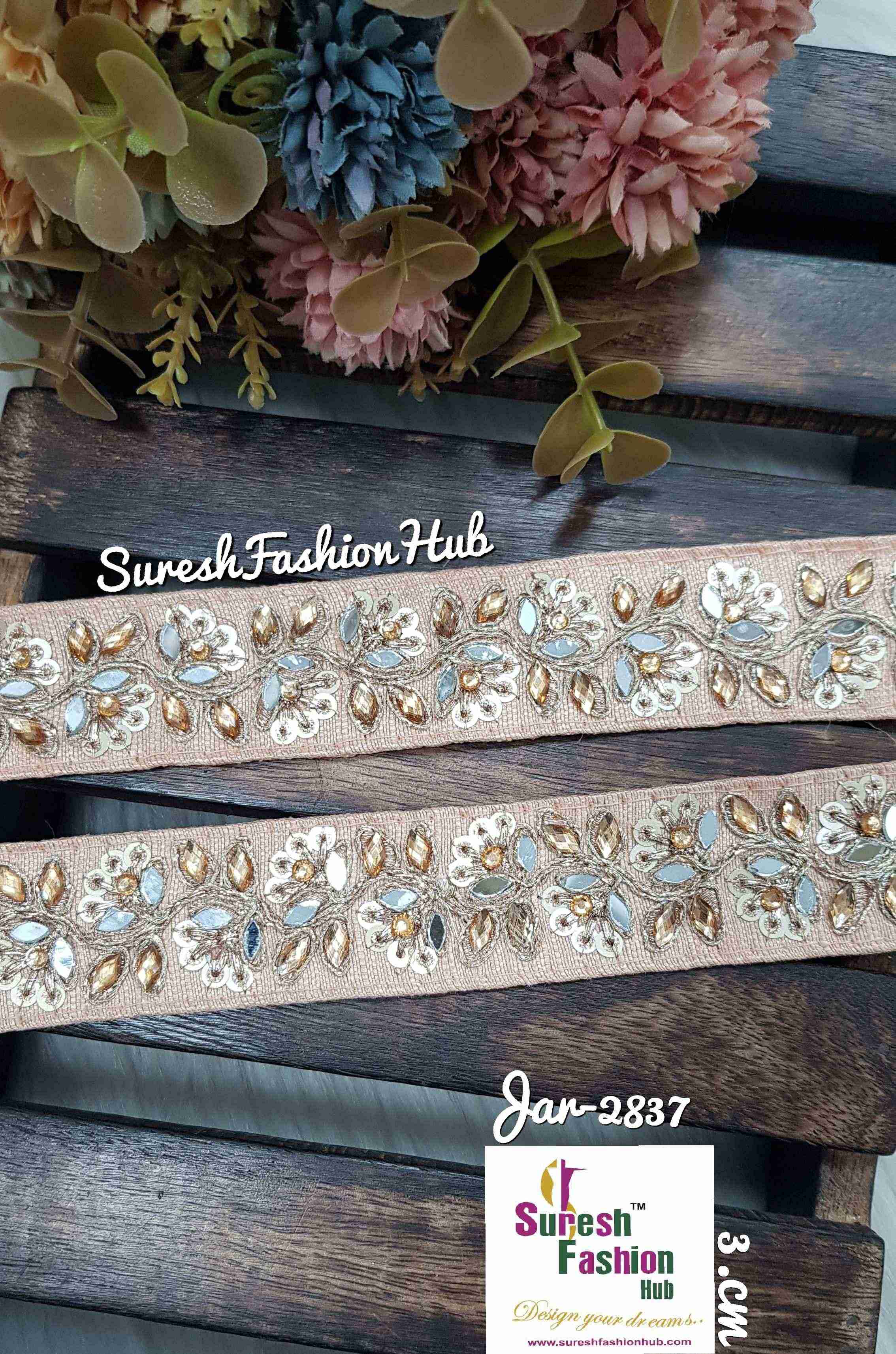Peach Fabric Jewel Harmony Trim