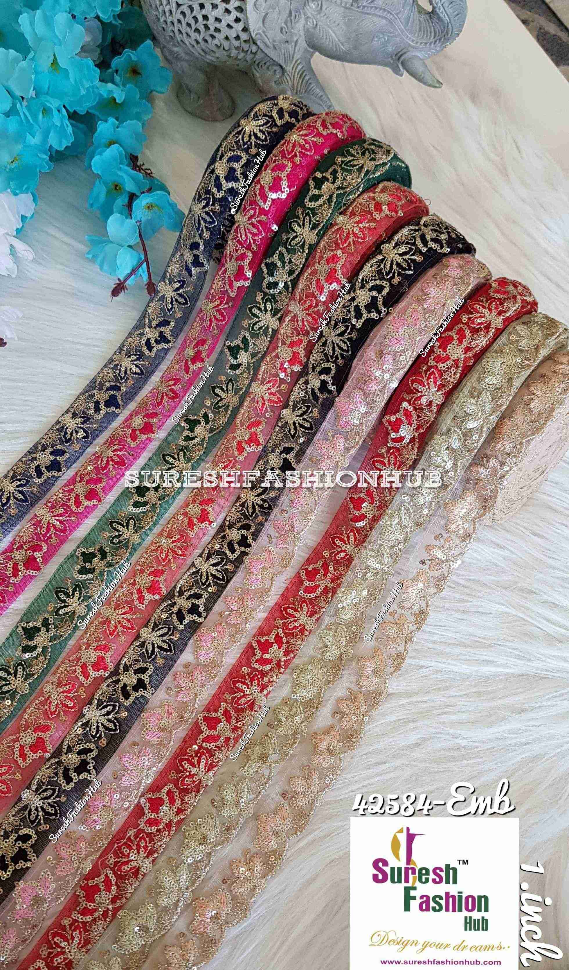 Leafy Loom Peach Mesh Designer Trim