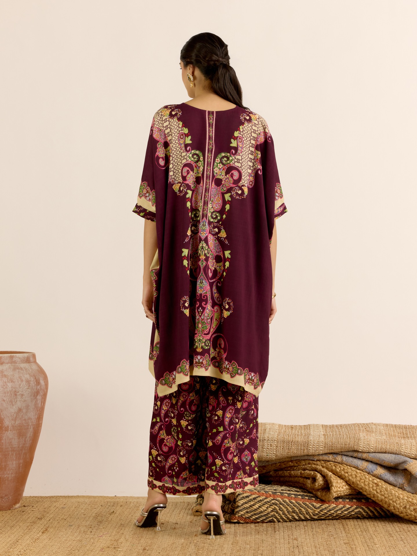 Wine Dandelion Kurta Set