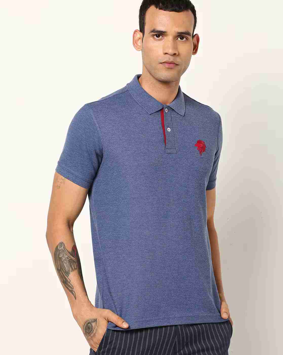 NETPLAY | Regular Fit Heathered Polo T-Shirt with Brand Logo|0