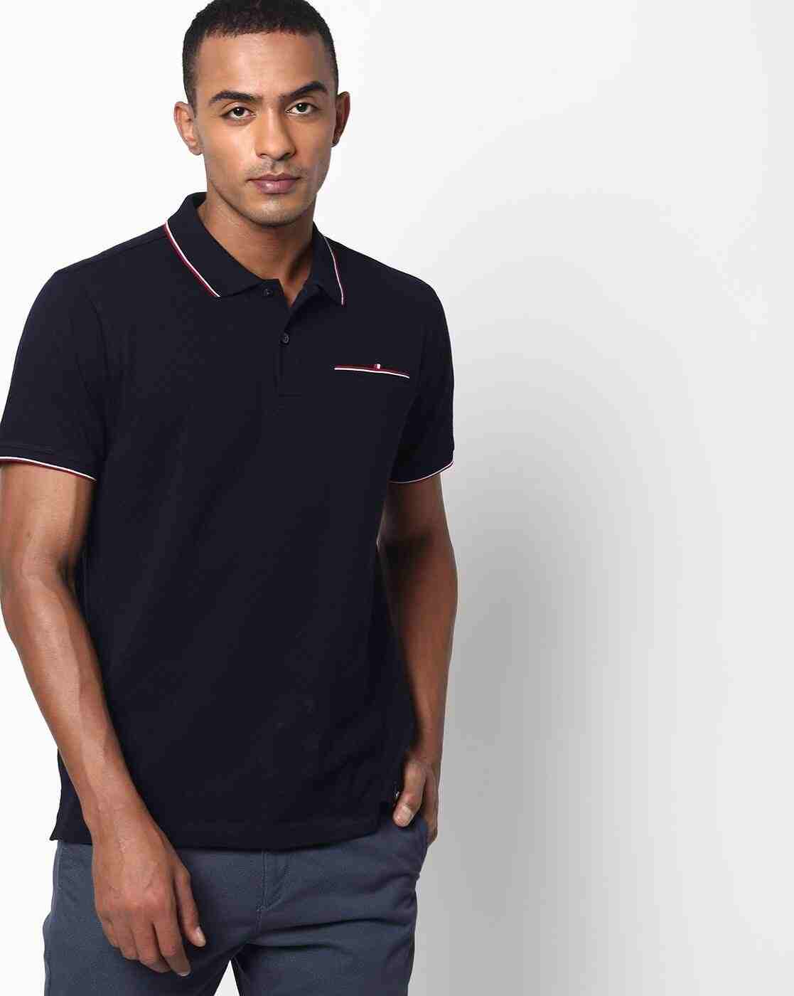 NETPLAY | Slim Fit Self-Design Polo T-Shirt with Welt Pocket|0