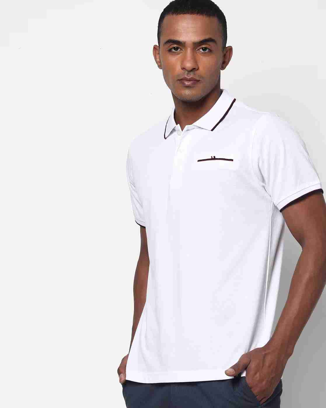 Slim Fit Self-Design Polo T-Shirt with Welt Pocket