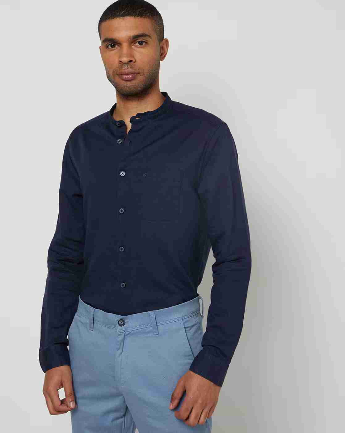 NETPLAY | Men Slim Fit Shirt with Band Collar|0