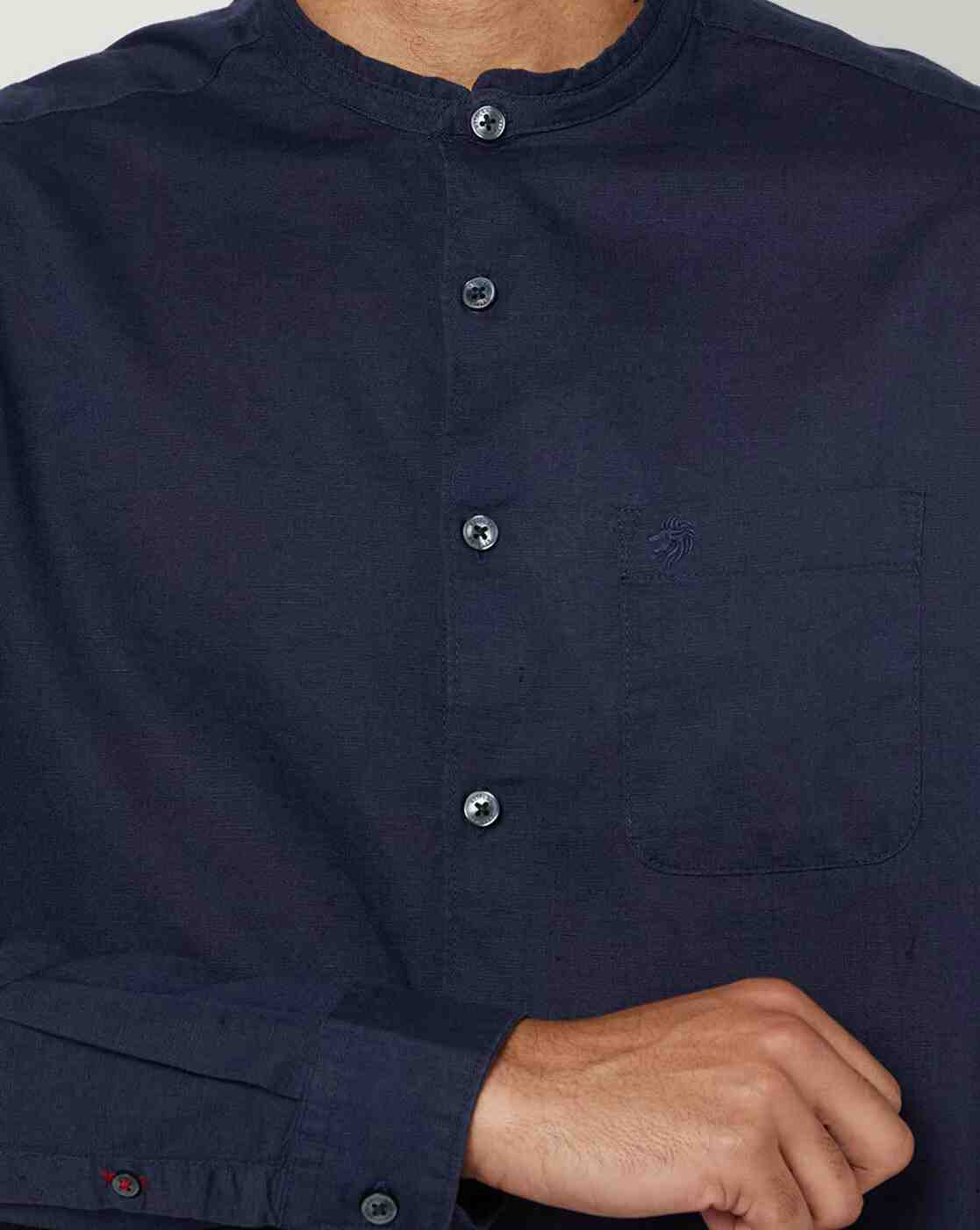NETPLAY | Men Slim Fit Shirt with Band Collar|2