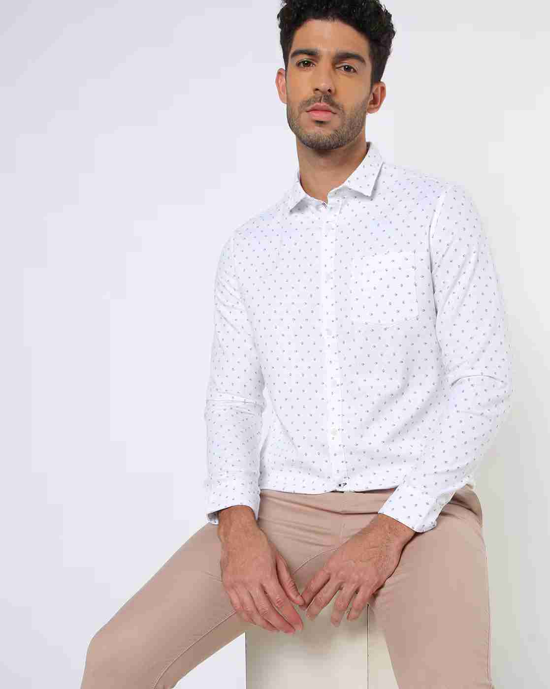 NETPLAY | Men Micro Print Slim Fit Shirt with Patch Pocket|0