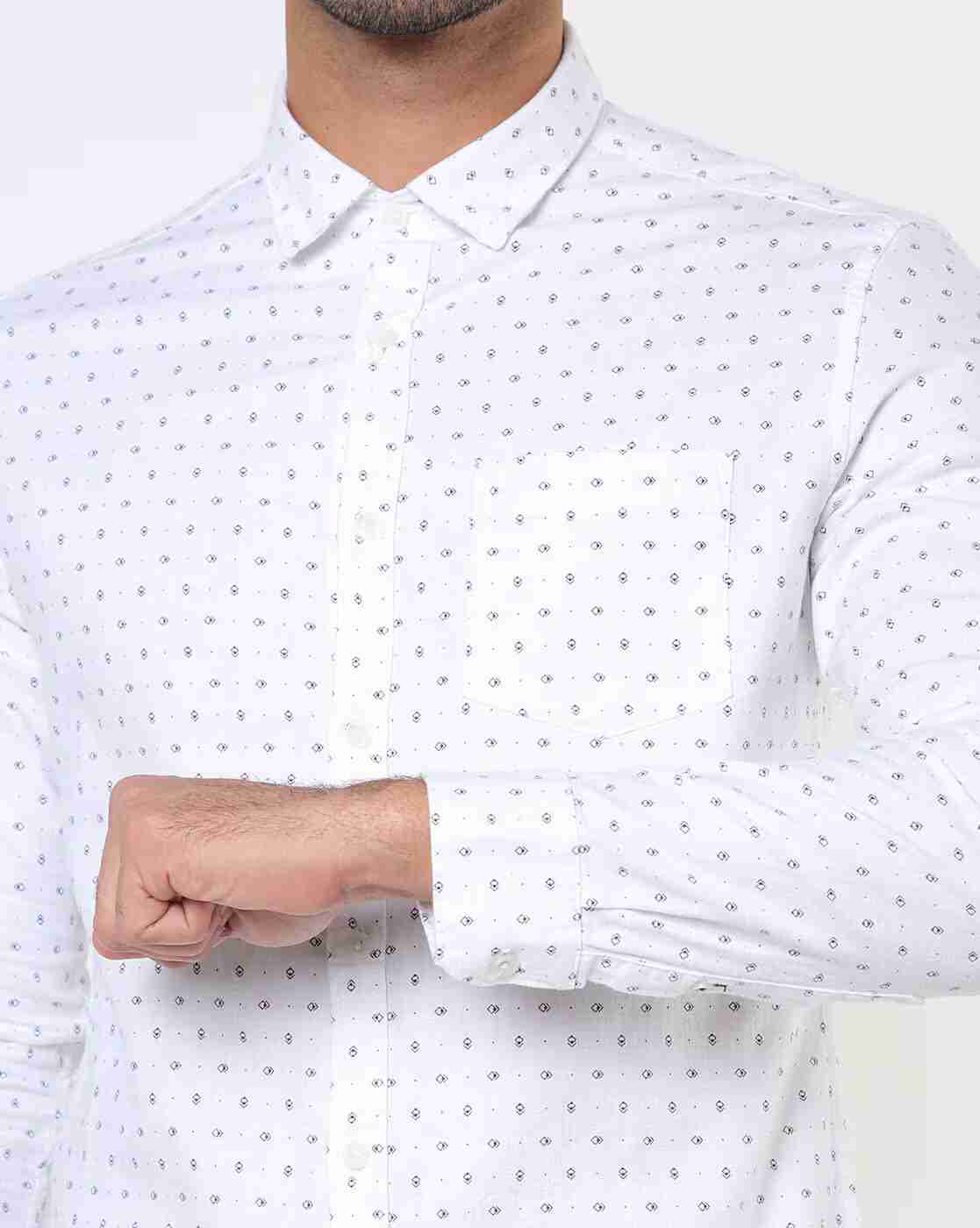NETPLAY | Men Micro Print Slim Fit Shirt with Patch Pocket|3