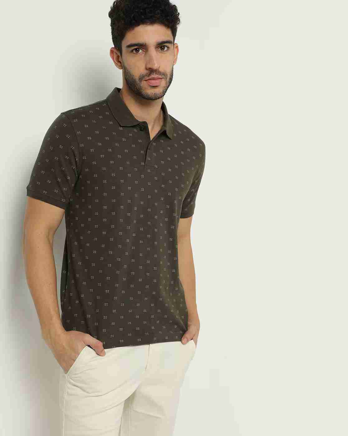 Regular Fit Micro Print Polo T-Shirt