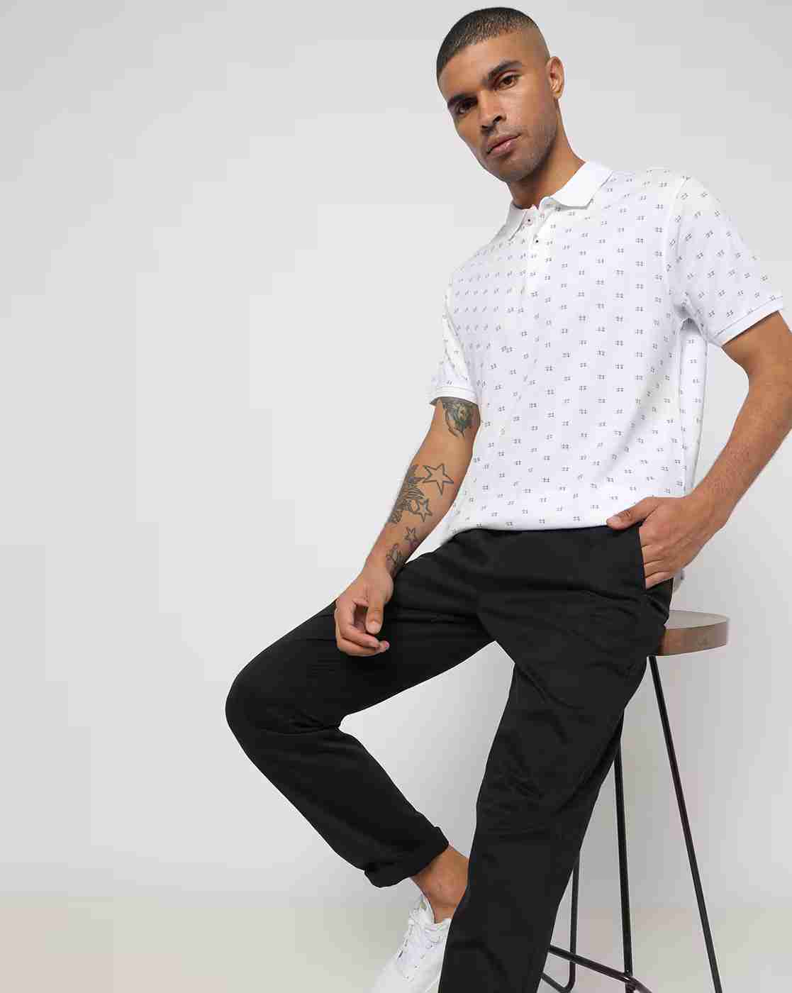 NETPLAY | Regular Fit Geometric Print Polo T-Shirt|0