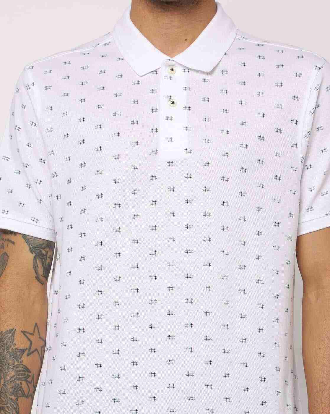 NETPLAY | Regular Fit Geometric Print Polo T-Shirt|4