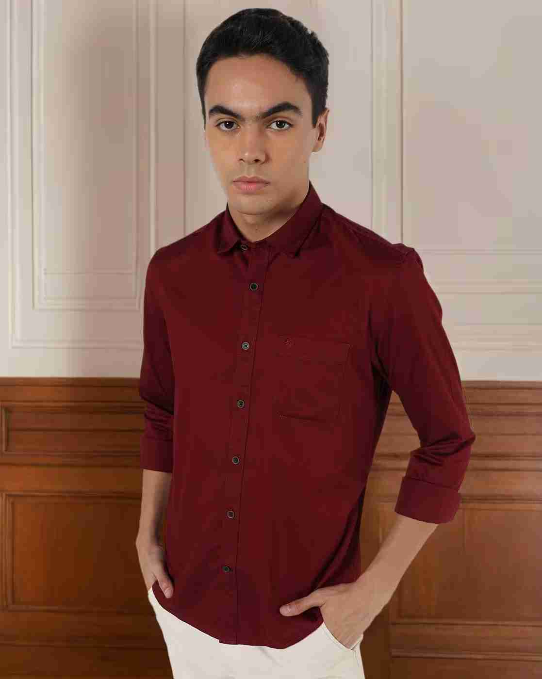 Men Bedford Dobby Slim Fit Shirt with Patch Pocket