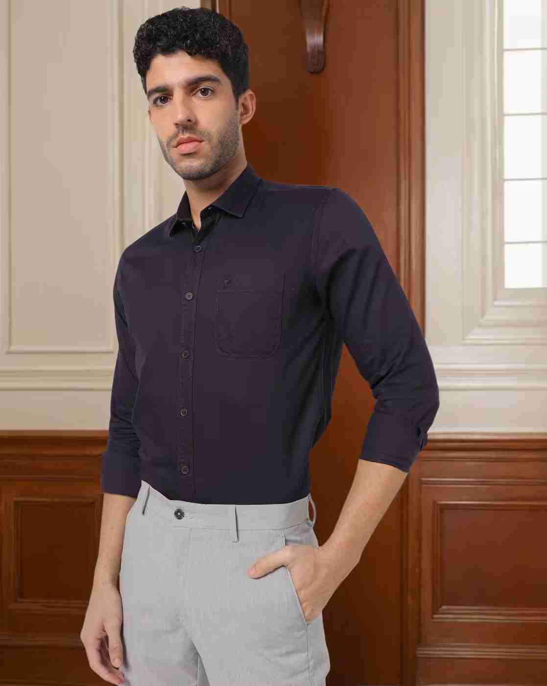 Men Bedford Dobby Slim Fit Shirt with Patch Pocket
