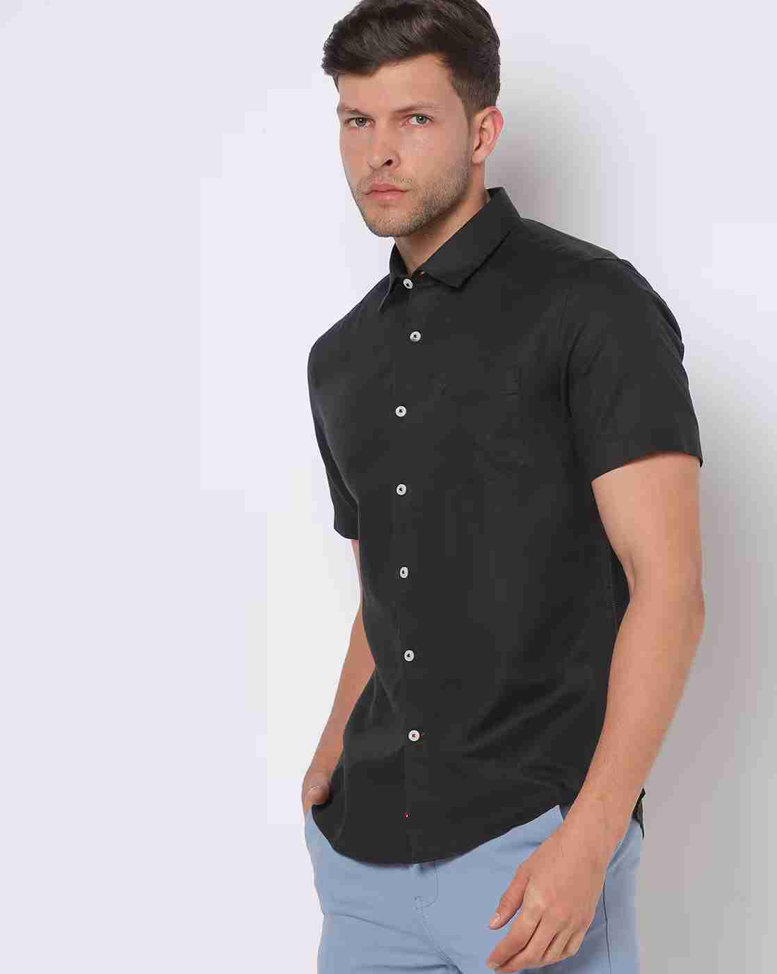 Men Slim Fit Shirt with French Placket