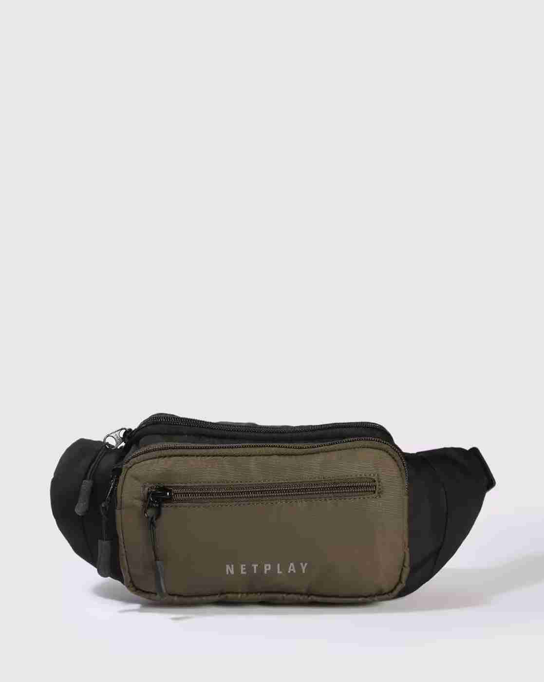 Men Colourblock Waist Pouch with Adjustable Strap