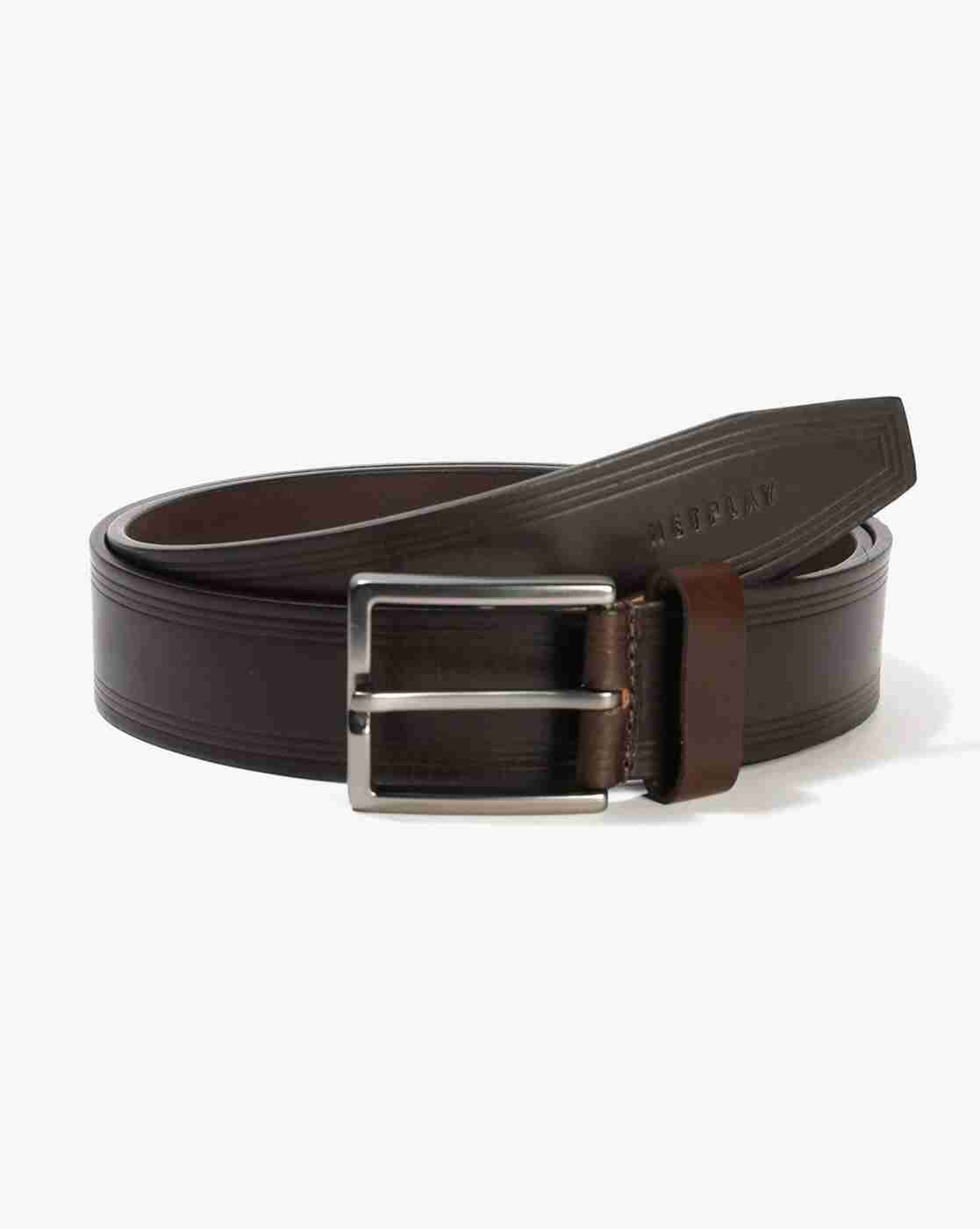 Men Leather Belt with Buckle Closure