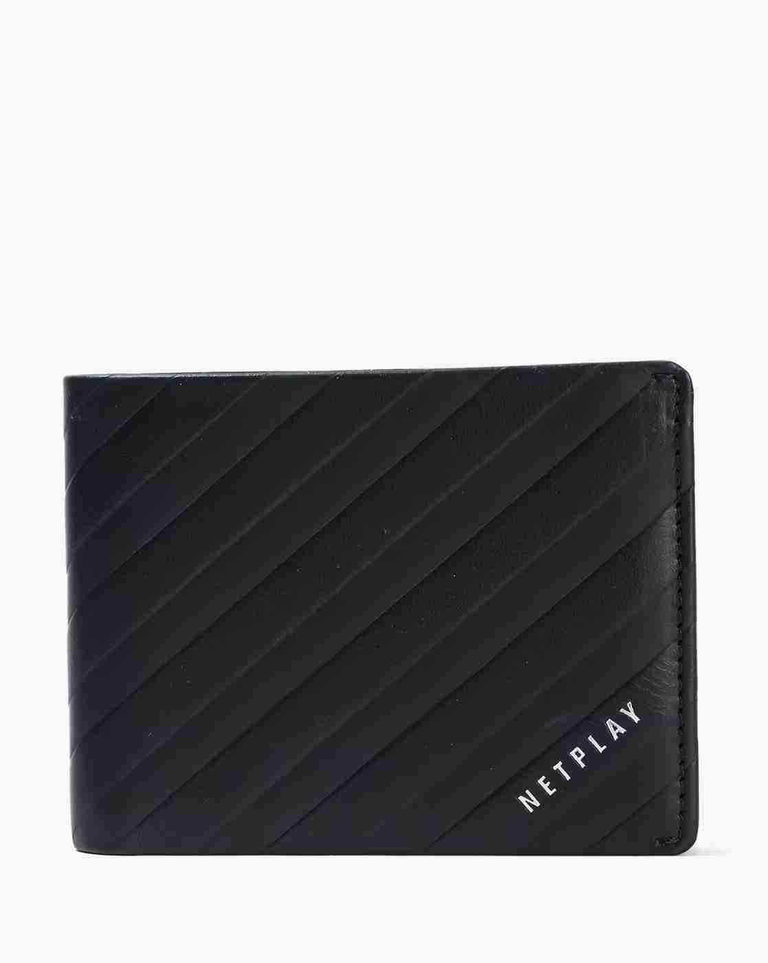 Men Striped Leather Bi-Fold Wallet