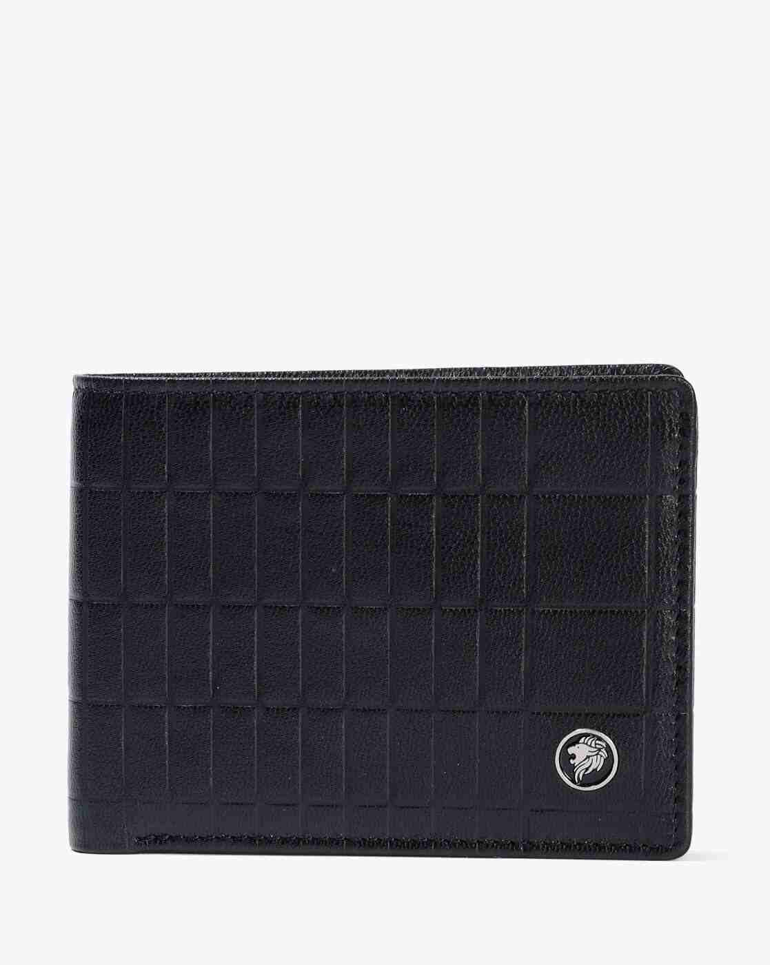 Men Checked Leather Bi-Fold Wallet