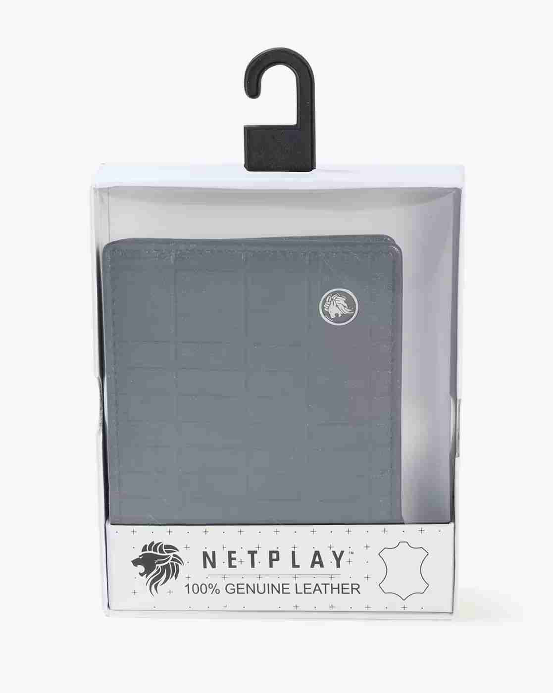 NETPLAY | Men Checked Leather Bi-Fold Wallet|3