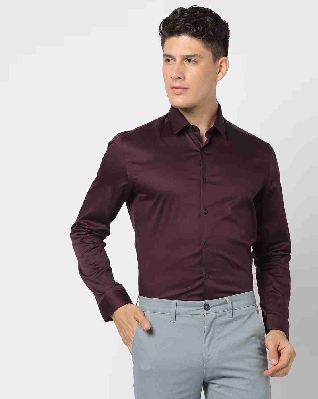 Slim Fit Shirt with Spread Collar