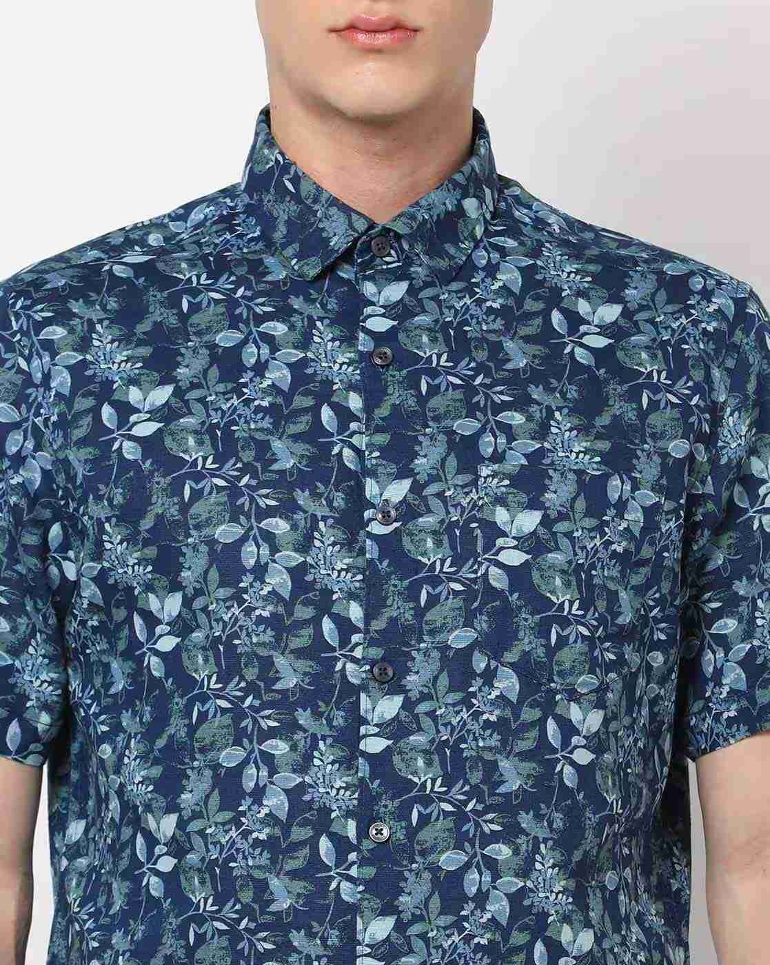 NETPLAY | Leaf Print Slim Fit Shirt with Patch Pocket|3