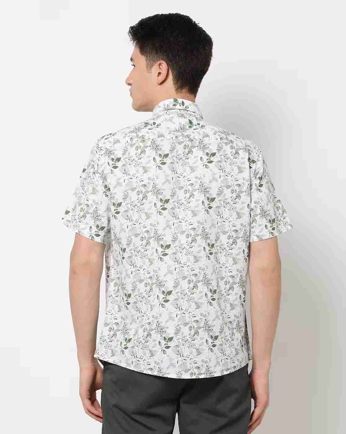NETPLAY | Leaf Print Slim Fit Shirt with Patch Pocket|2