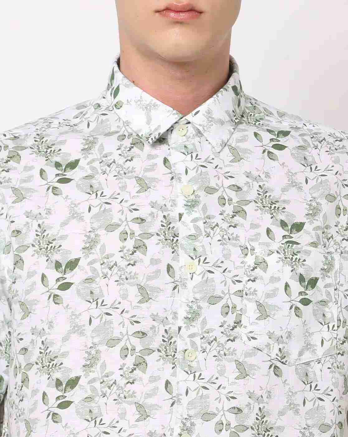 NETPLAY | Leaf Print Slim Fit Shirt with Patch Pocket|3