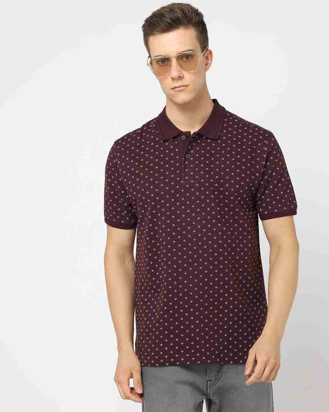 Regular Fit Geometric Print Polo T-Shirt