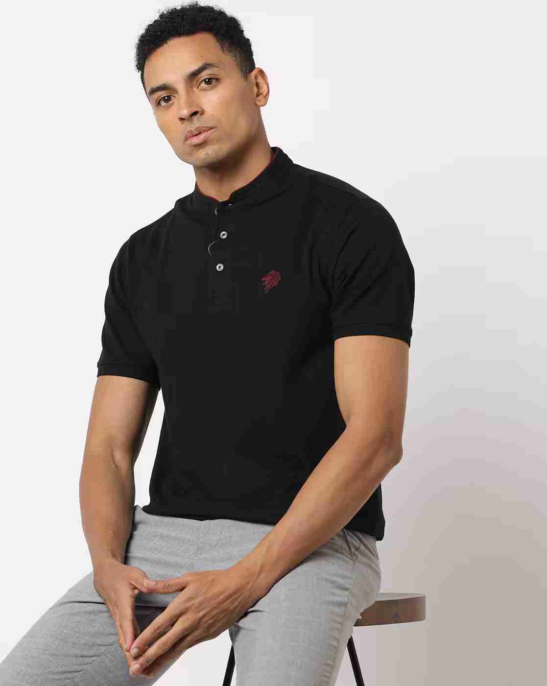 NETPLAY | Slim Fit Polo T-Shirt with Band Collar|0
