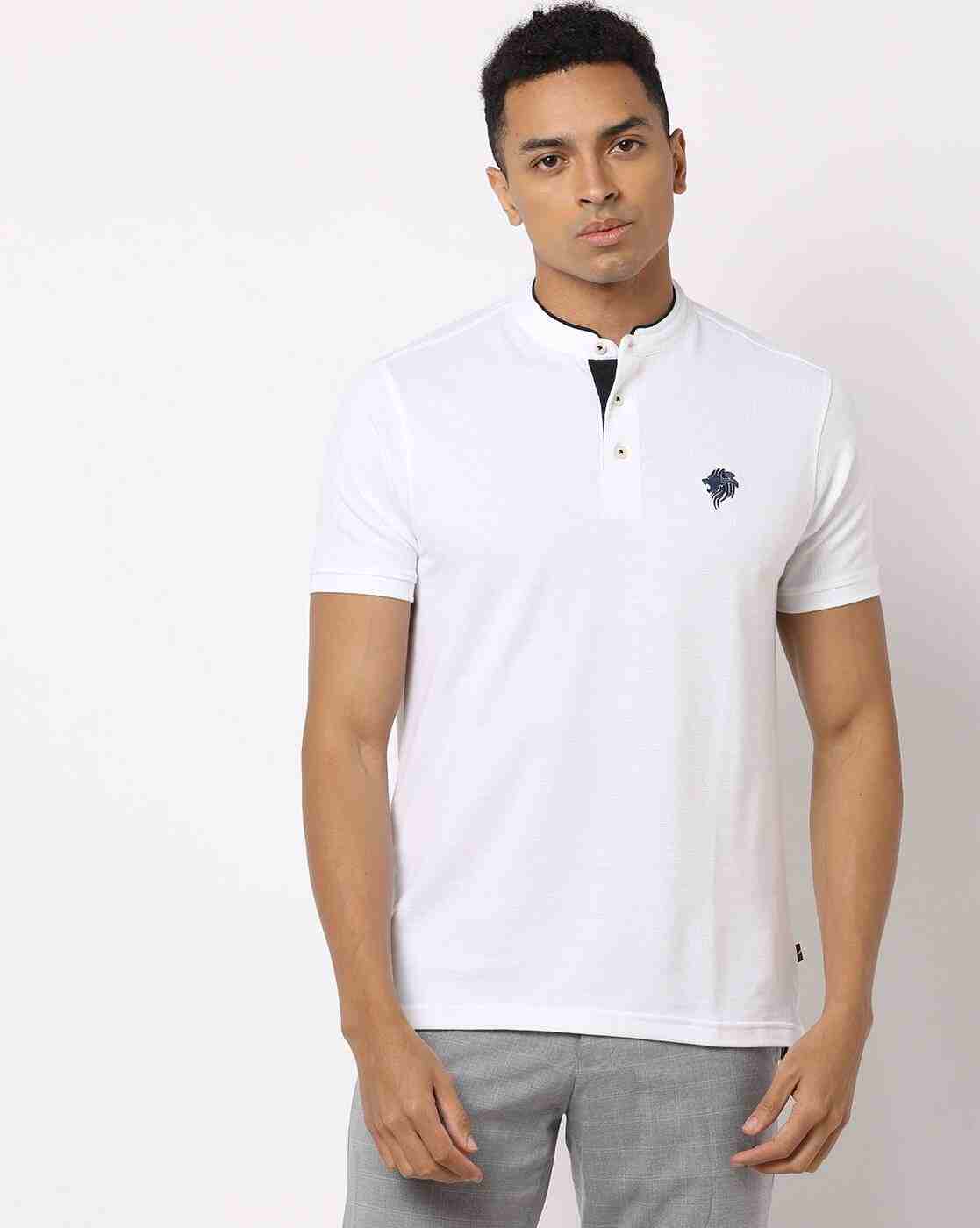 Slim Fit T-Shirt with Band Collar