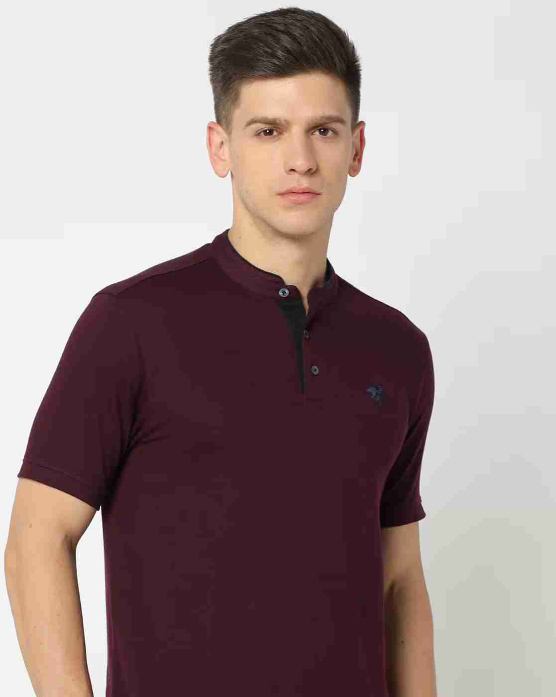 Slim Fit Polo T-Shirt with Band Collar